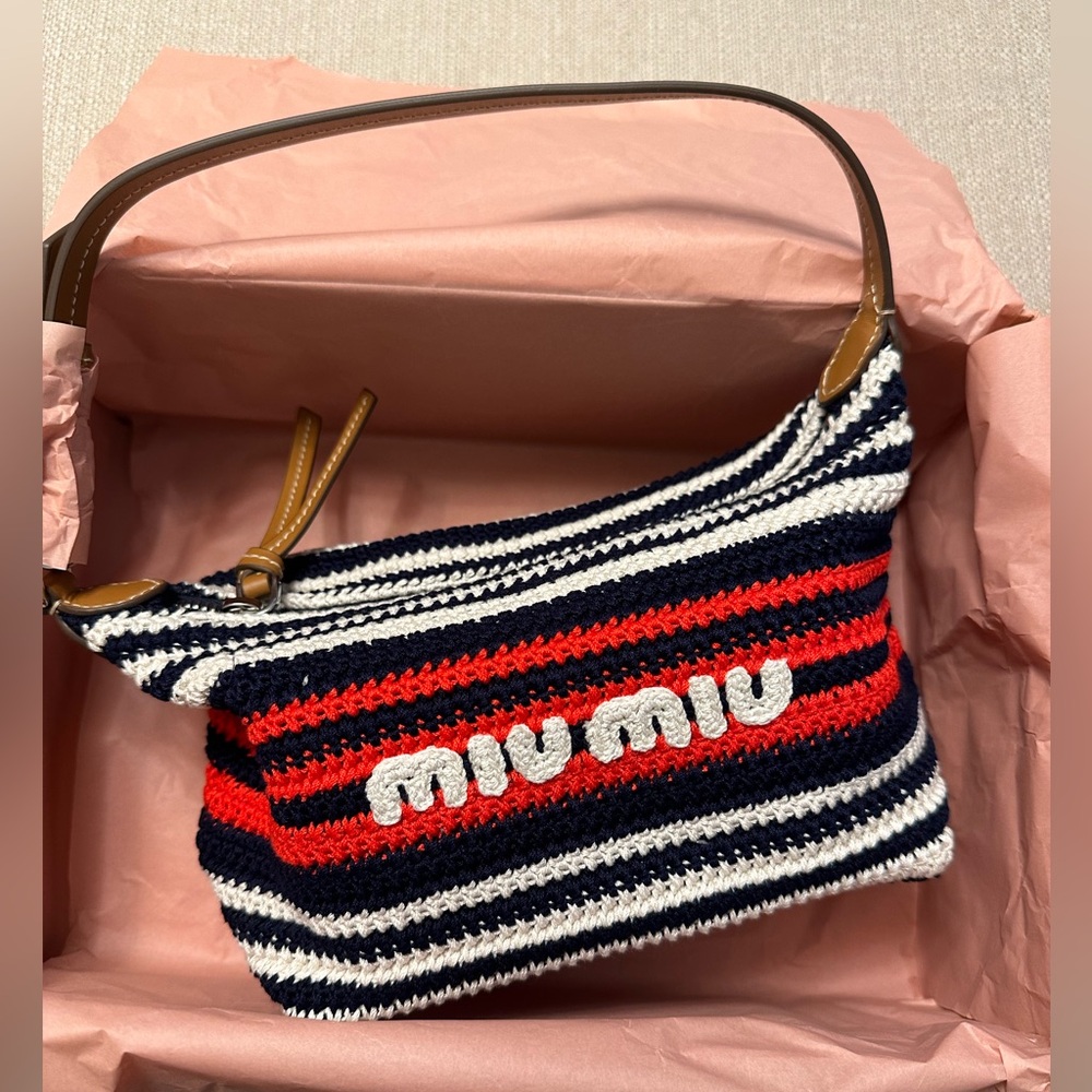 MIU MIU CROCHET BAG - BNIB SOLD OUT WORLDWIDE - RED BLACK STRIPE